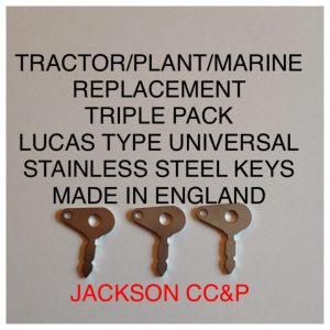 TRACTOR/PLANT/MARINE REPLACEMENT LUCAS TYPE UNIVERSAL STAINLESS STEEL KEY 3 PACK