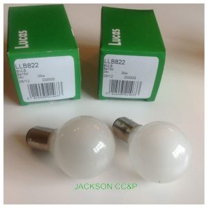 LUCAS 24 VOLT 20W BUS BULB LLB822 BA15D TWIN PACK