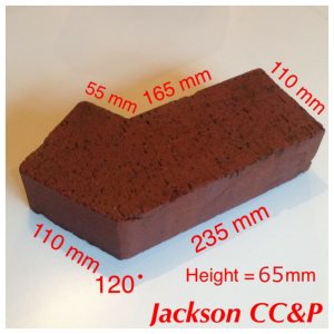 120 Degree Angle Brick -  On Flat Side - Red Clay - Cornering Brick