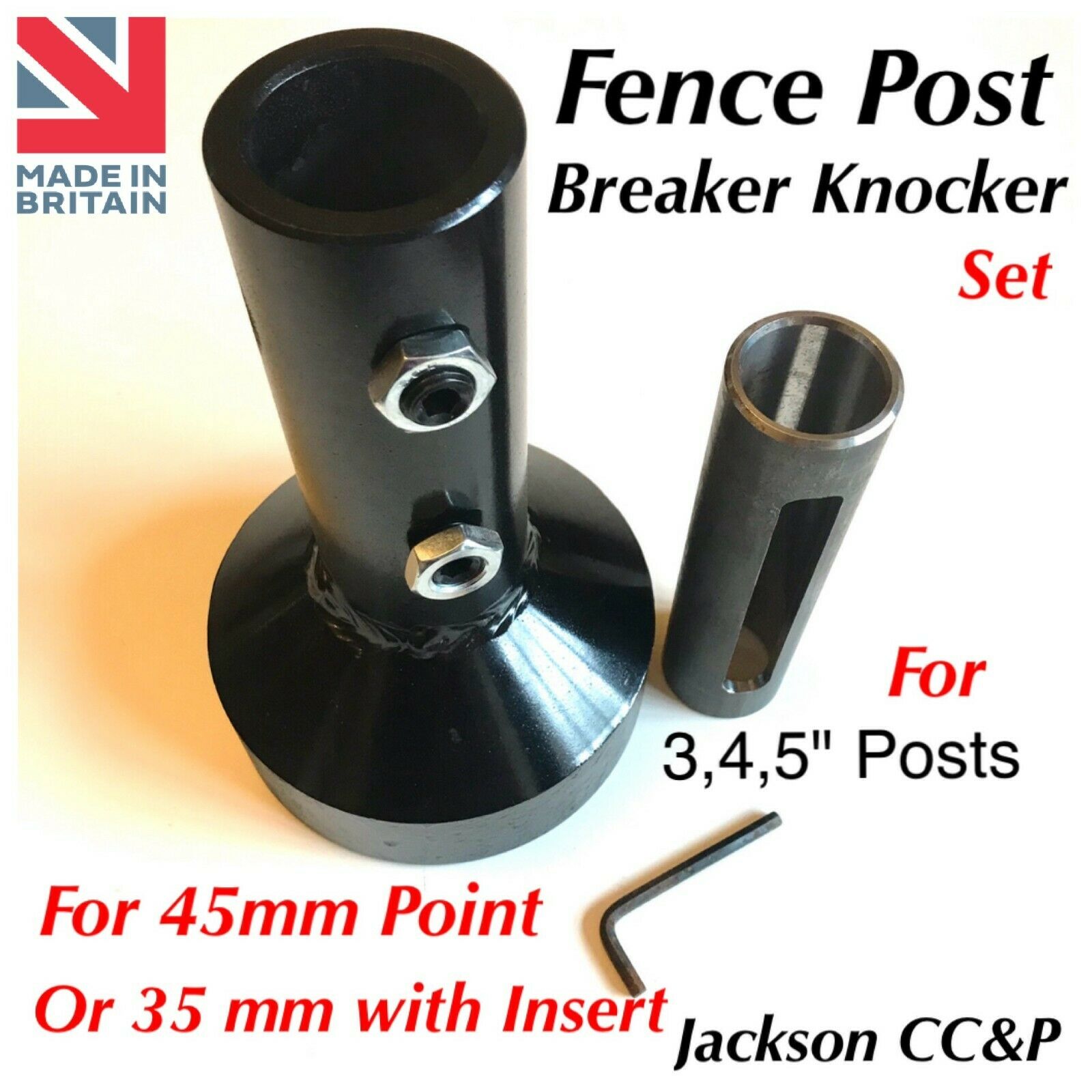 Breaker Fence Post Knocker Set for 3", 4 " , 5 " Posts for 45mm & 35mm Points