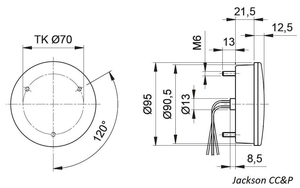 LED Indicator - Round 95mm Diameter, 12V Caravan, Motorhome, Trailer - Joken - Image 2