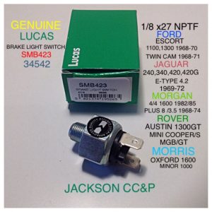 LUCAS 34542 SMB423 1/8 X 27 NPTF FORD,JAGUAR,MASERATI,MORGAN,ROVER BRAKE SWITCH