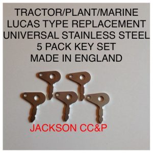 TRACTOR/PLANT/MARINE LUCAS UNIVERSAL TYPE REPLACEMENT KEY X 5 STAINLESS STEEL