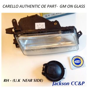VAUXHALL CAVALIER Mk III 1988-95 HEADLAMP OE CARELLO GM MARKED GLASS